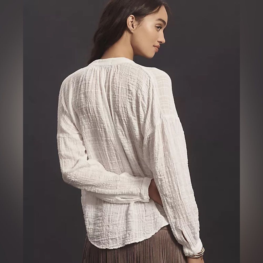 Anthropologie Cloth and Stone Cotton Gauzy Long Sleeve Top NWT